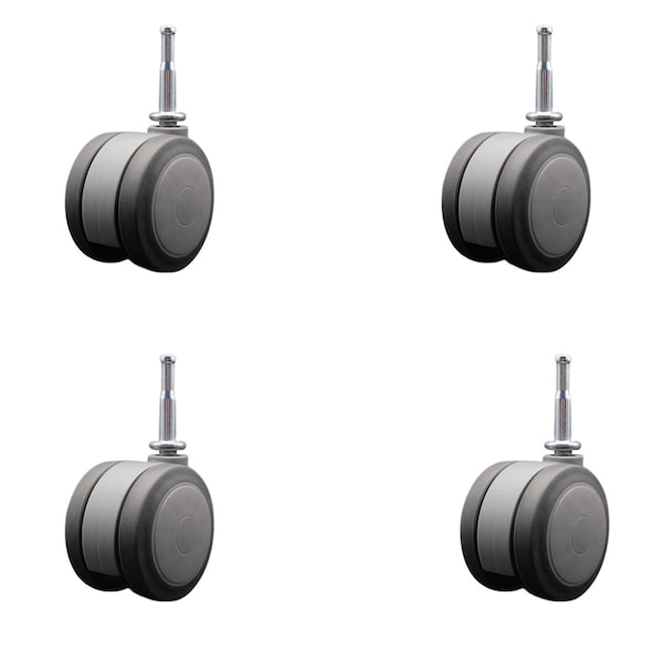 Service Caster 3'' Gray Heavy Duty Floor Safe Twin Wheel Caster 5/16 Grip Neck Stem , 4PK SCC-GN02S75-TPR-GRY-4 - main